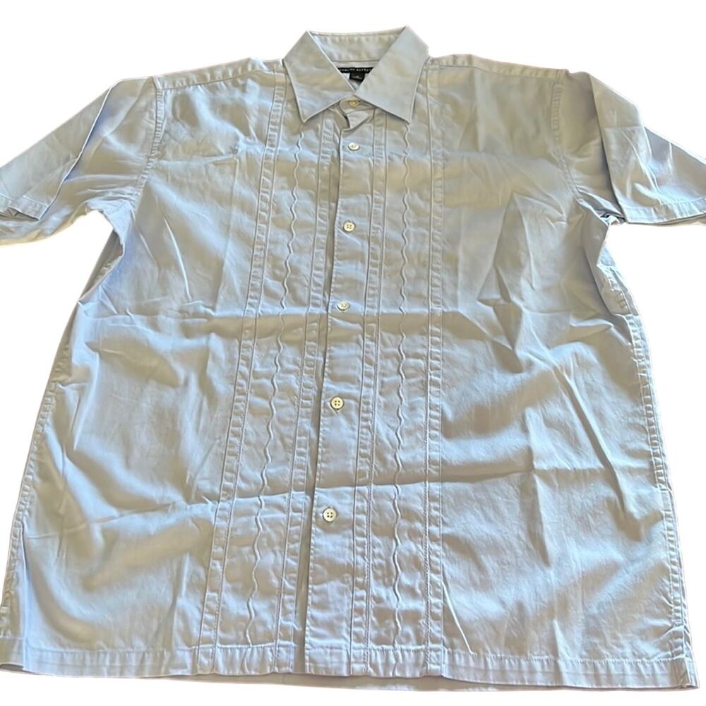 Banana Republic Mens M Light Blue Button Front Shirt Casual Embroidered